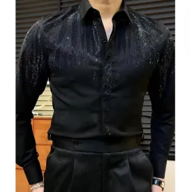 Aidase High Quality Long Sleeved Shirt Spring Hot Diamond Shirt For Men Casual Slim Fit Shirt Luxury Social Party Blouse Camisa Hombre