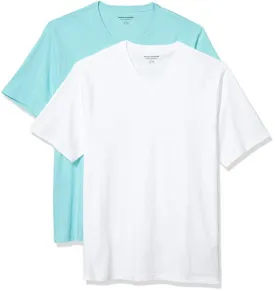 Amazon Essentials Men's 2-Pack Regular-Fit Short-Sleeve V-Neck T-Shirt, Anchor/Navy, Large