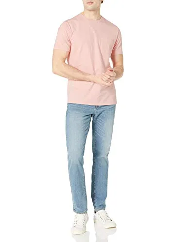Amazon Essentials Men's 2-Pack Slim-Fit Short-Sleeve Crewneck Pocket T-Shirt, -Light Pink/White, Large