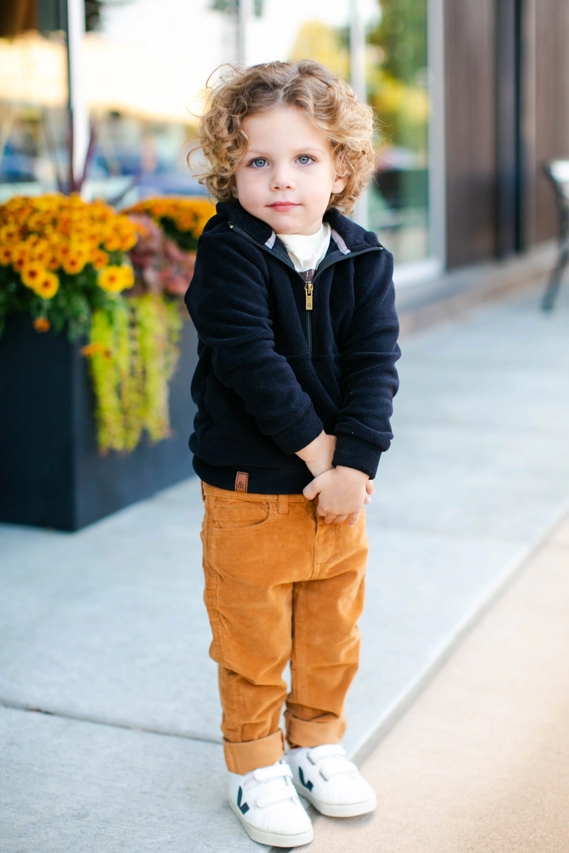 Ampersand Ave - Children's Cozy Half Zip Hoodie in Black