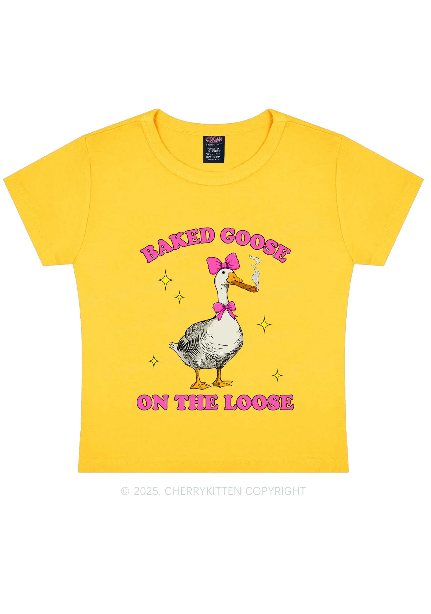 Baked Goose On The Loose Y2K Baby Tee Cherrykitten