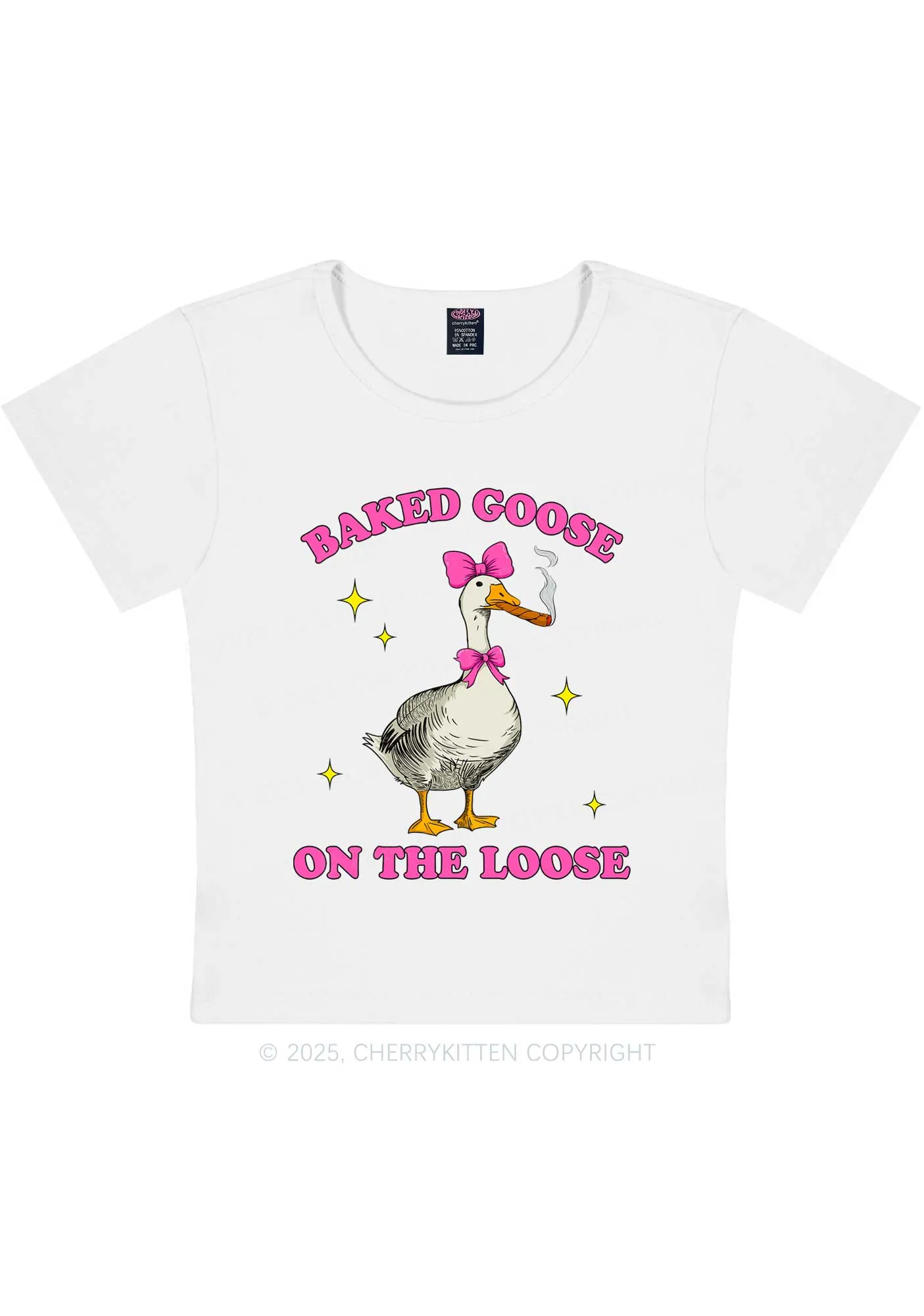 Baked Goose On The Loose Y2K Baby Tee Cherrykitten