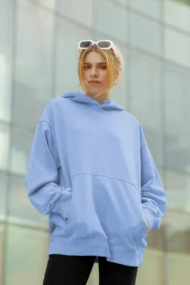 Basic Snow Blue Winter Hoodies