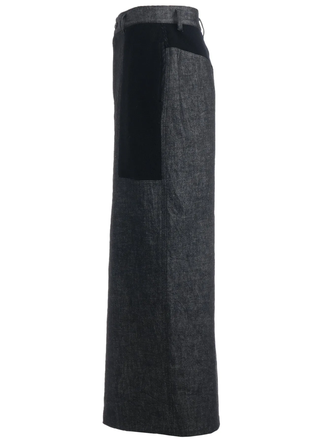 BLACK DENIM  WOOL JERSEY RIB TIGHT SKIRTS