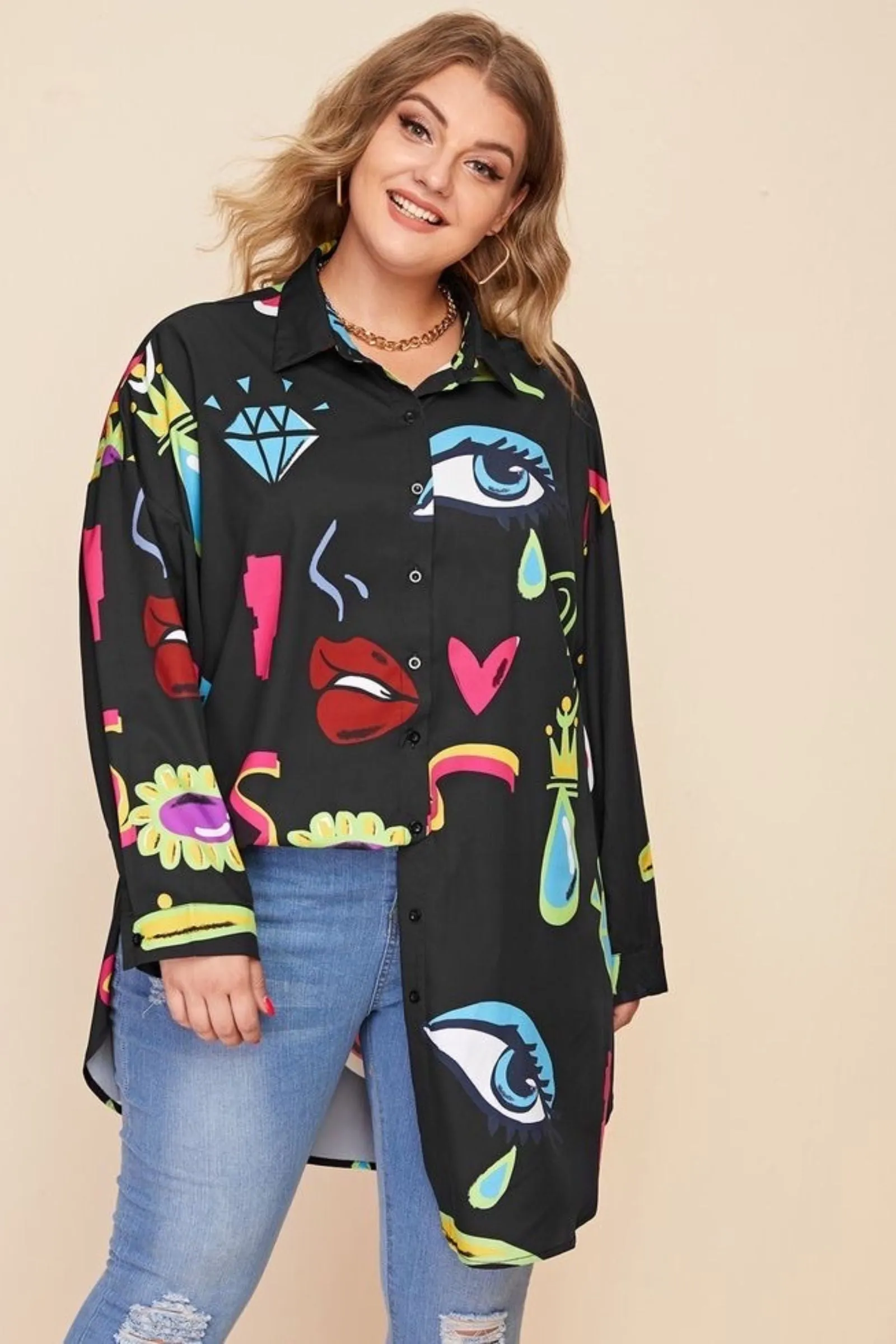 BLACK MULTI EVIL EYE SHIRT