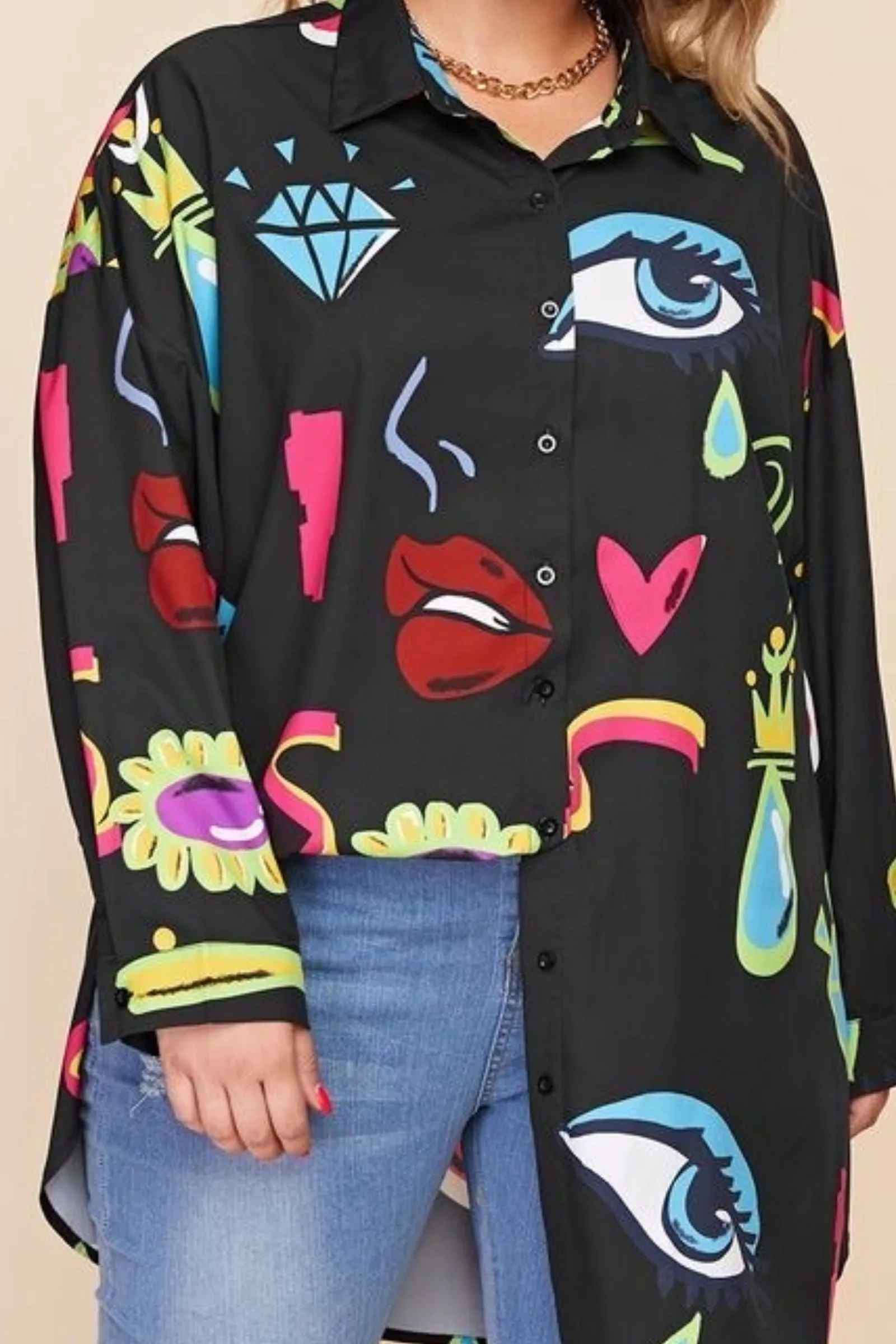 BLACK MULTI EVIL EYE SHIRT