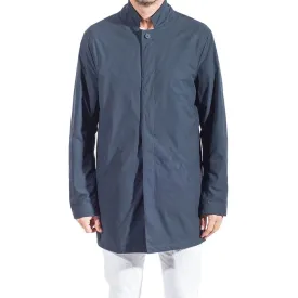 Blue Recycled Polyester Men Trench Coat