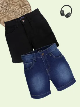 Boys Pack of 2 Solid Denim Shorts