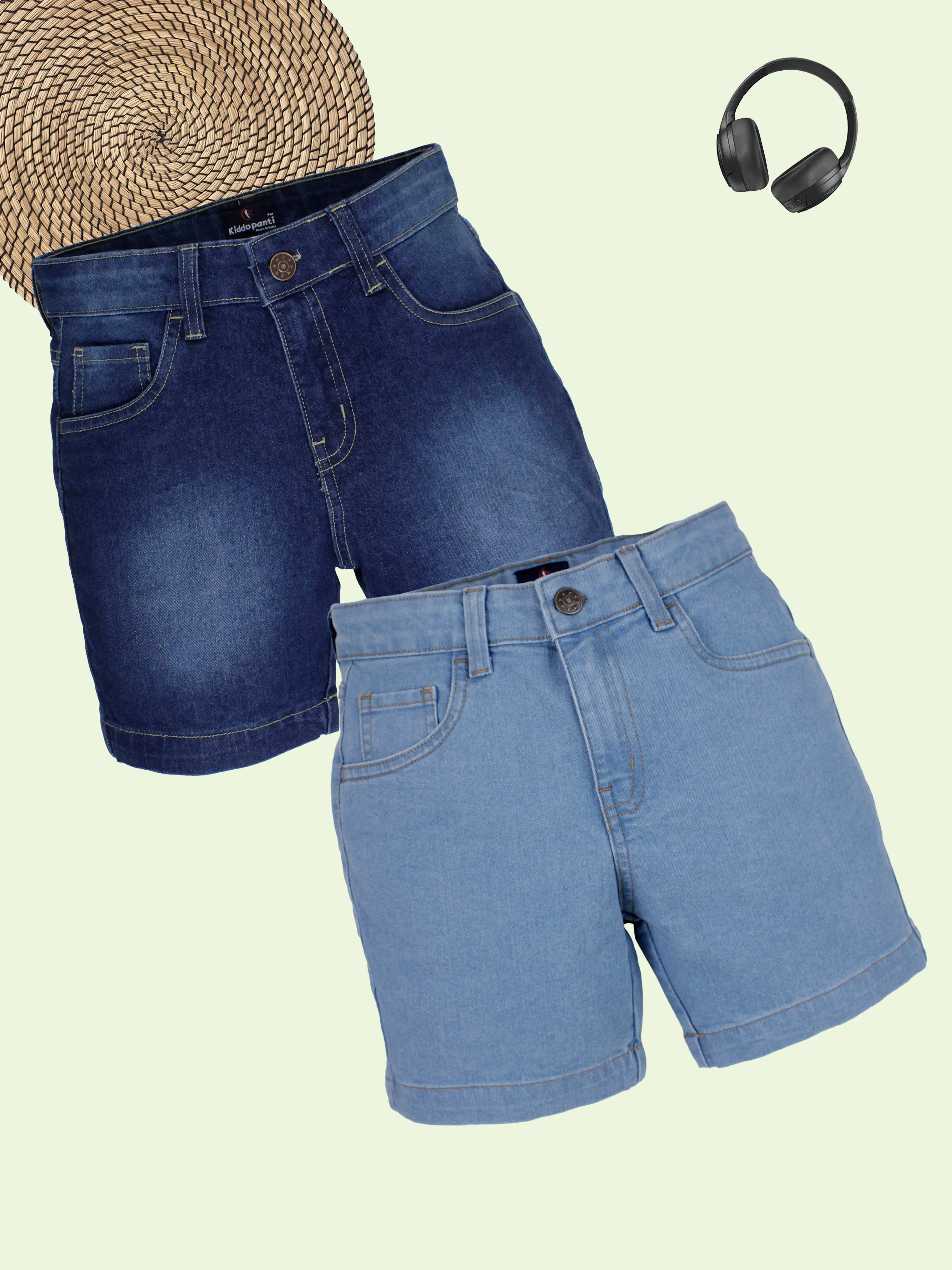 Boys Pack of 2 Solid Denim Shorts