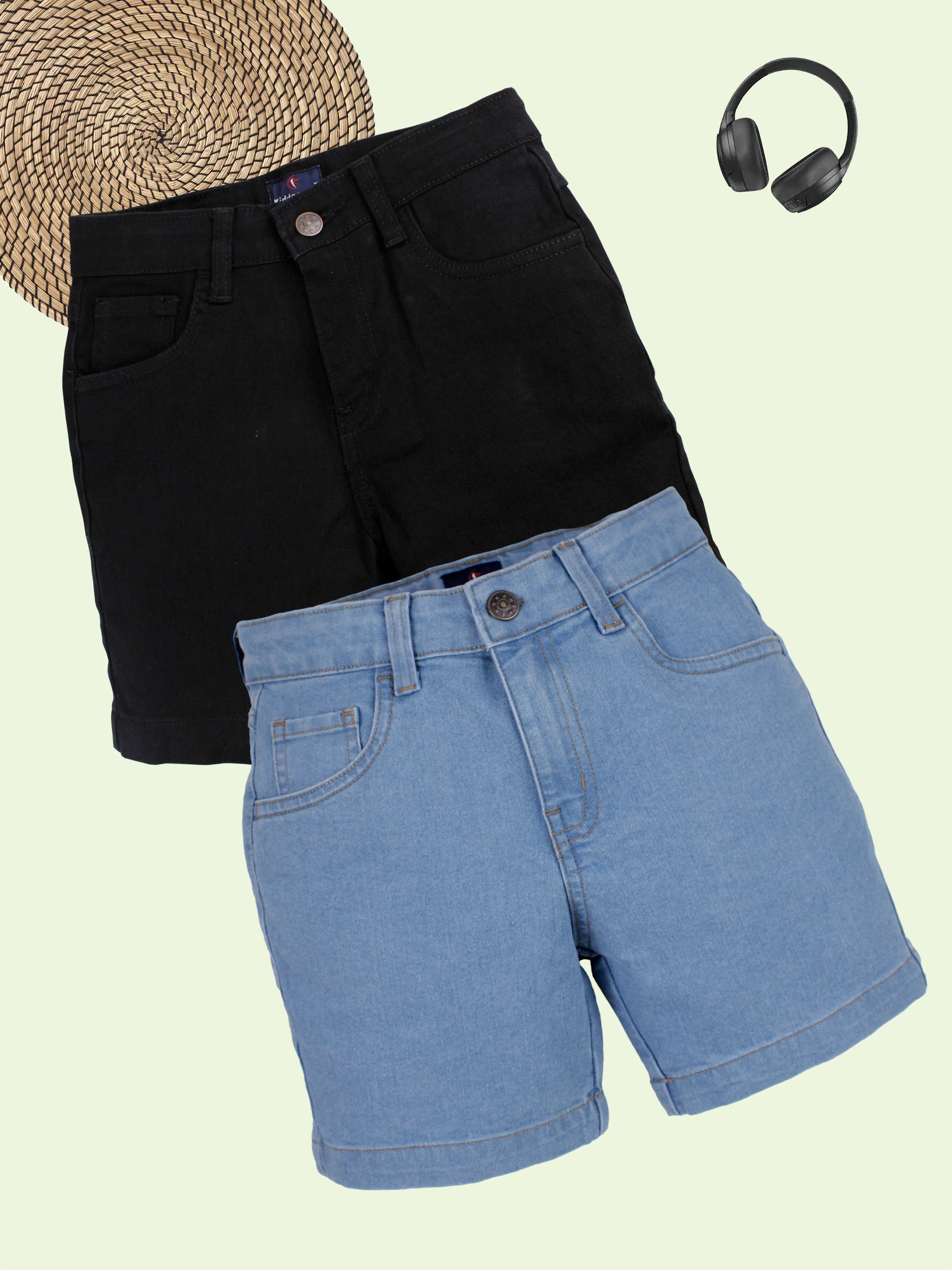 Boys Pack of 2 Solid Denim Shorts