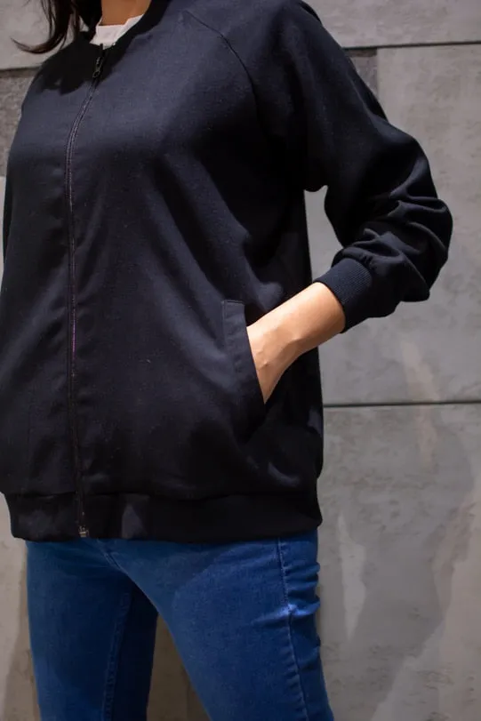 Brooke Black Twill Bomber Jacket