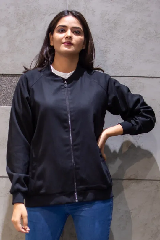Brooke Black Twill Bomber Jacket