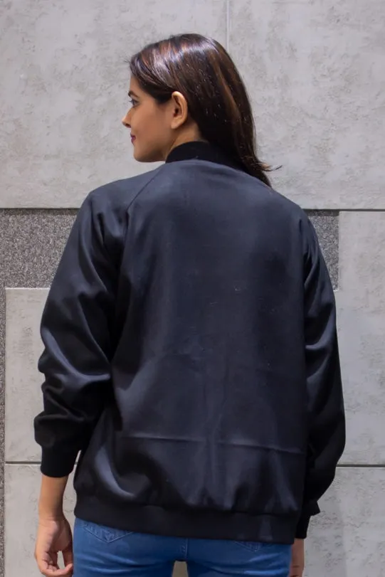 Brooke Black Twill Bomber Jacket