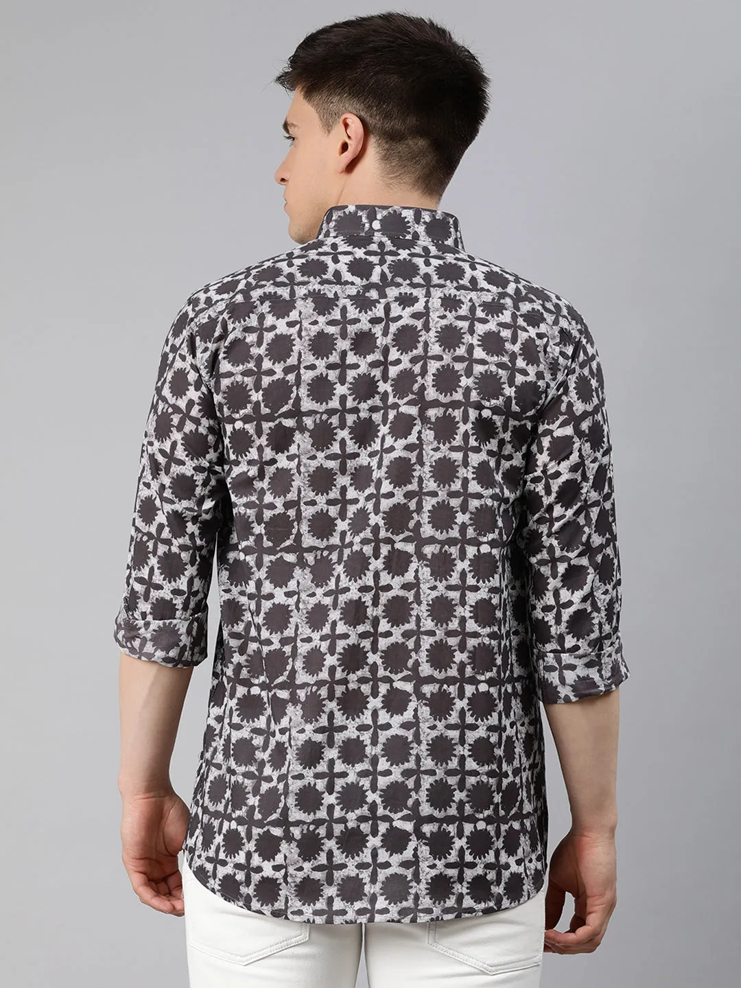 Brown Cotton Full Sleeves Shirts For Men