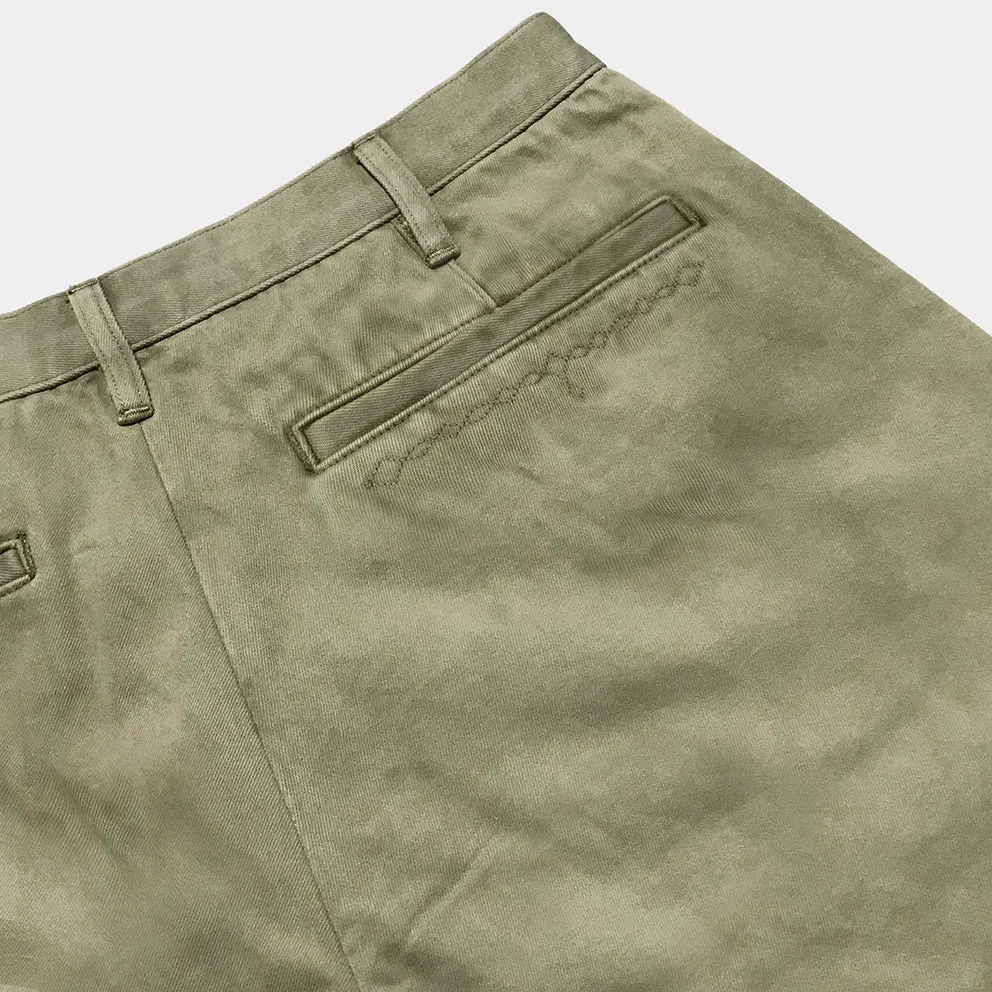 BZEN M.1028 1848.HARRY REGULAR STRAIGHT 5 POCKET FLAT FRONT SELVEDGE VEGGIE DYED CHINO-11.5OZ-E0 MOSS GREEN