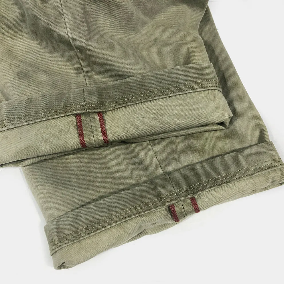 BZEN M.1028 1848.HARRY REGULAR STRAIGHT 5 POCKET FLAT FRONT SELVEDGE VEGGIE DYED CHINO-11.5OZ-E0 MOSS GREEN