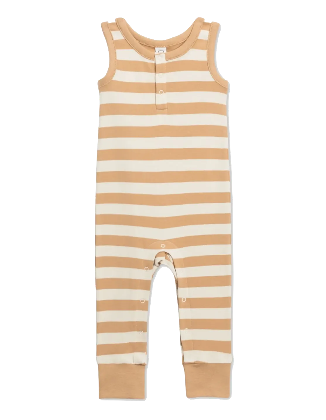 Colored Organics - Henley Tank Romper in Tan Stripes