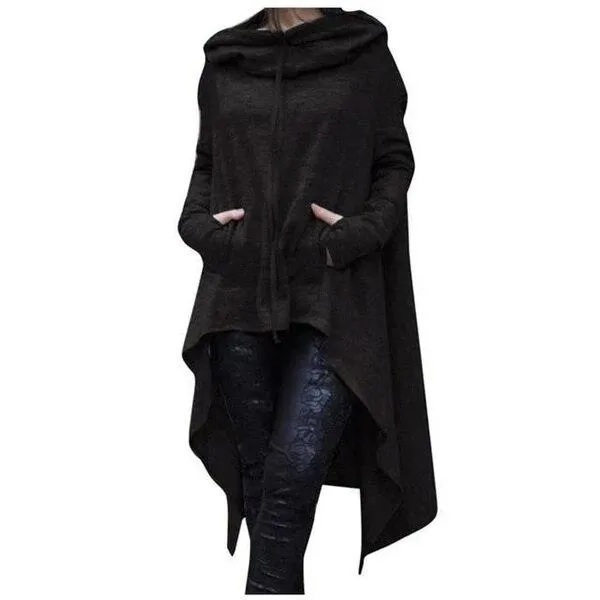 Cozy Autumn Poncho - Black
