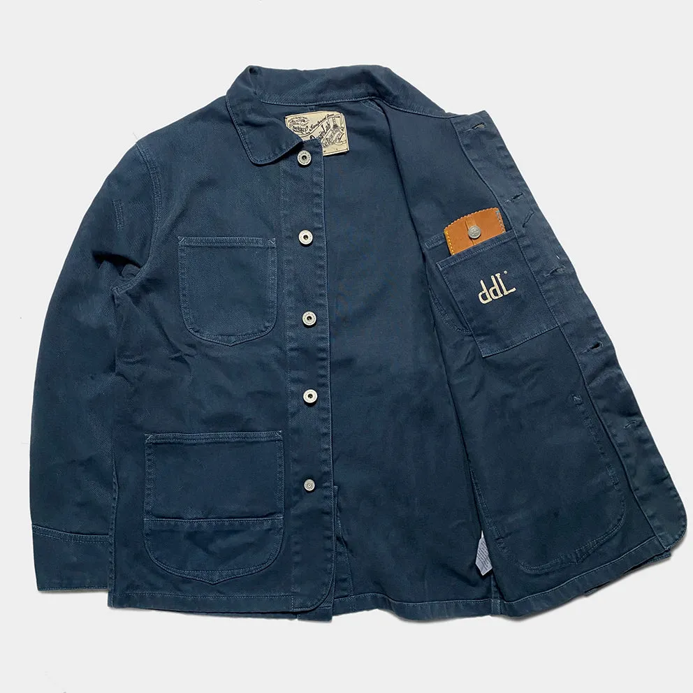 DDL 305 TUBMAN-RRB LIMITED EDITION REGULAR FIT VINTAGE INSPIRED RAILMAN JACKET GARMENT DYED CONE PARRAS BULL DENIM-13.75oz-GD BLUE