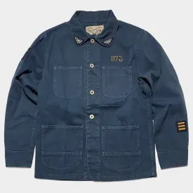 DDL 305 TUBMAN-RRB LIMITED EDITION REGULAR FIT VINTAGE INSPIRED RAILMAN JACKET GARMENT DYED CONE PARRAS BULL DENIM-13.75oz-GD BLUE