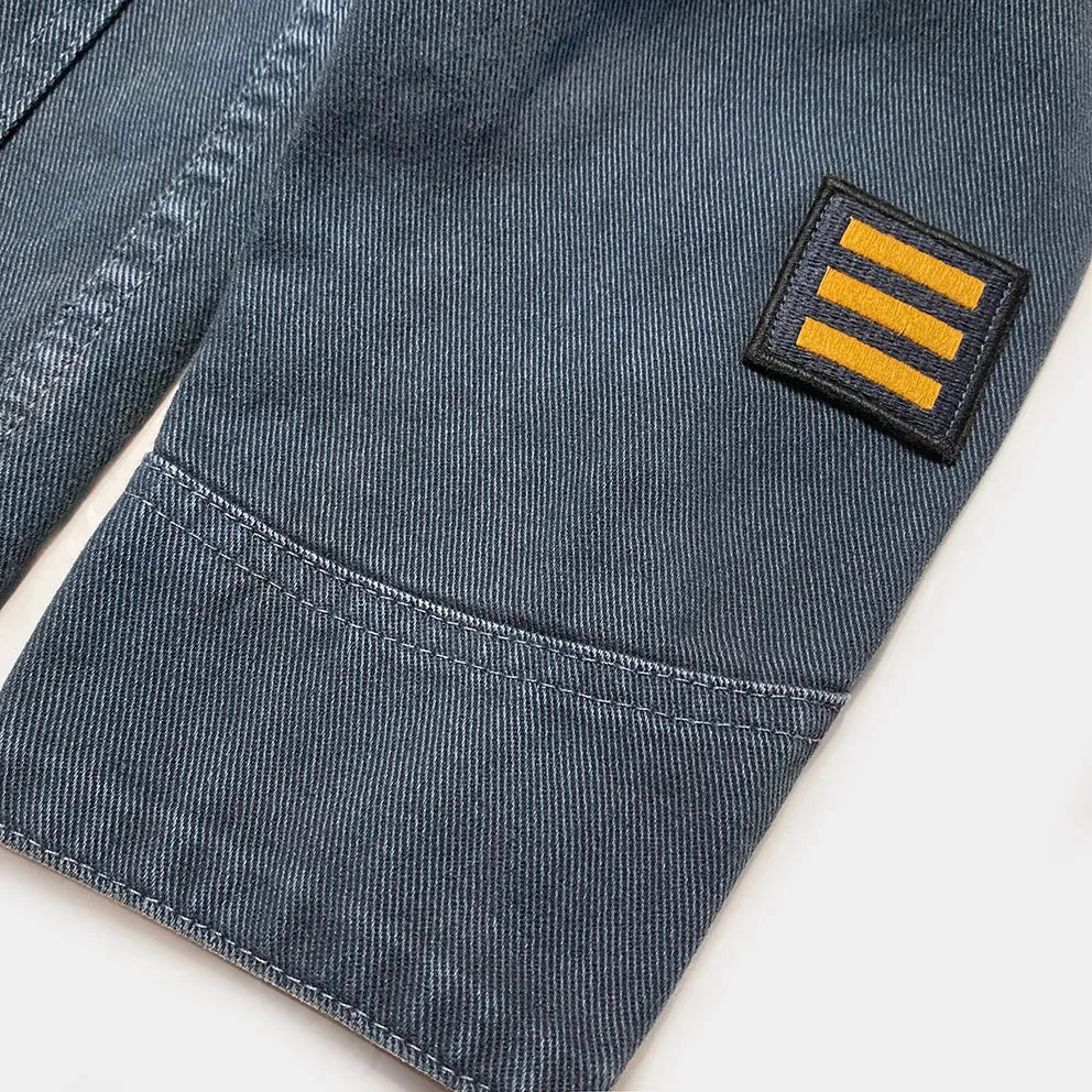 DDL 305 TUBMAN-RRB LIMITED EDITION REGULAR FIT VINTAGE INSPIRED RAILMAN JACKET GARMENT DYED CONE PARRAS BULL DENIM-13.75oz-GD BLUE