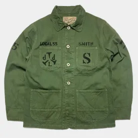 DDL 305 TUBMAN-TWW LIMITED EDITION REGULAR FIT VINTAGE INSPIRED RAILMAN JACKET GARMENT DYED CONE PARRAS BULL DENIM-13.75oz-GD GREEN