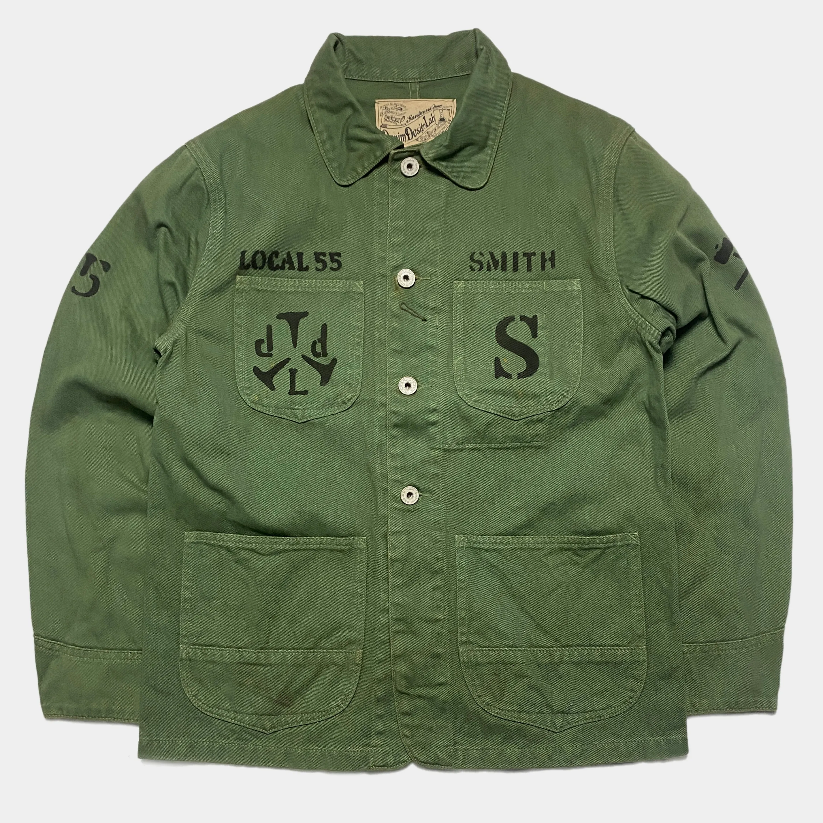 DDL 305 TUBMAN-TWW LIMITED EDITION REGULAR FIT VINTAGE INSPIRED RAILMAN JACKET GARMENT DYED CONE PARRAS BULL DENIM-13.75oz-GD GREEN
