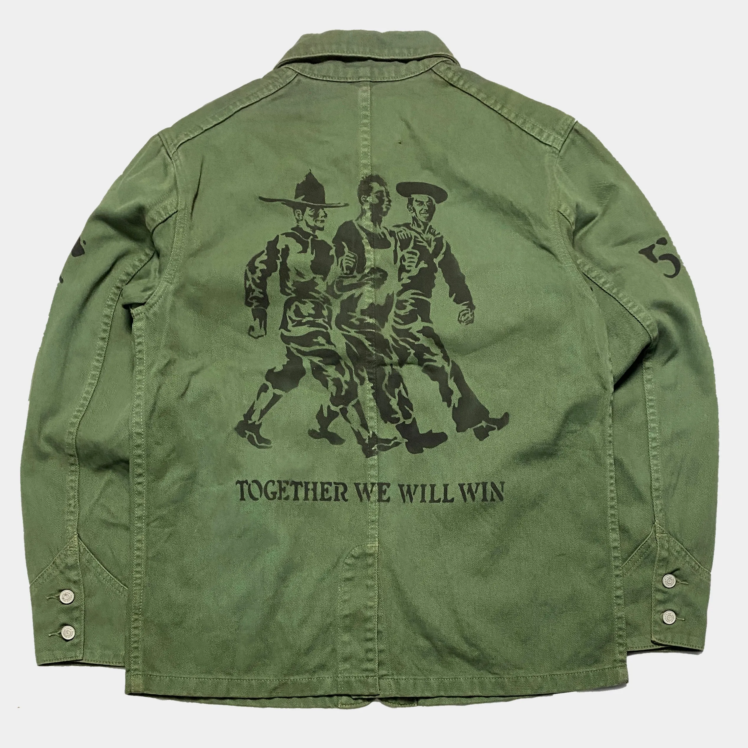 DDL 305 TUBMAN-TWW LIMITED EDITION REGULAR FIT VINTAGE INSPIRED RAILMAN JACKET GARMENT DYED CONE PARRAS BULL DENIM-13.75oz-GD GREEN