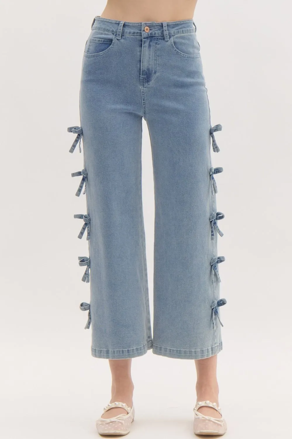 Denim Bow Cropped Jeans