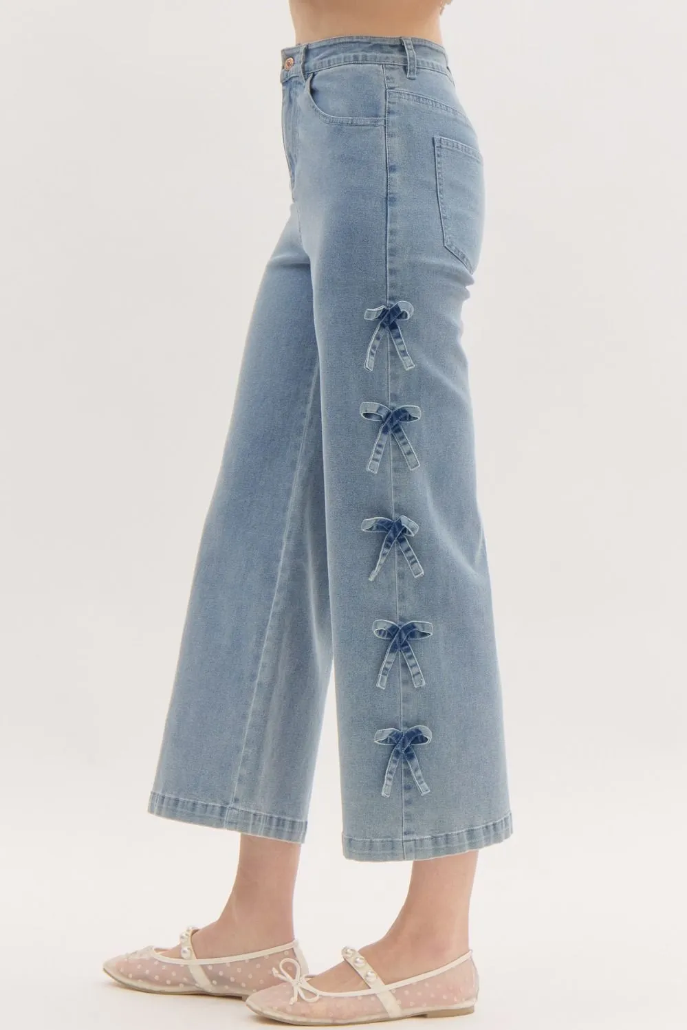Denim Bow Cropped Jeans