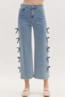 Denim Bow Cropped Jeans