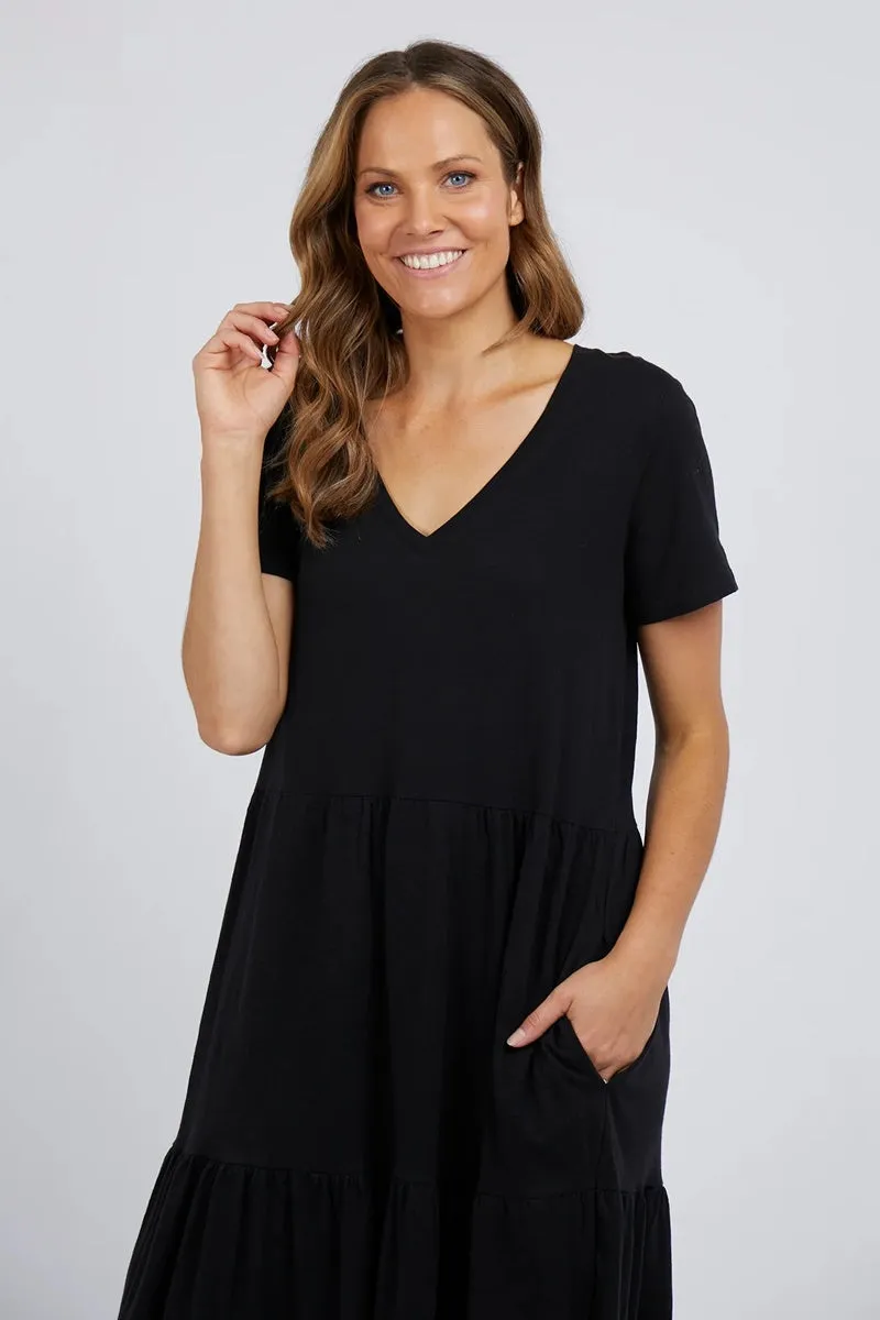 Elm - Gigi Tiered Midi Dress - Black
