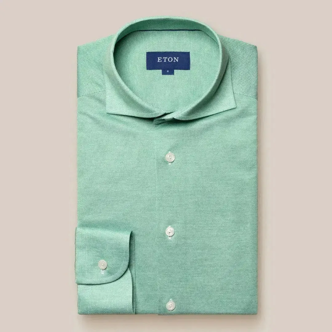 Eton Regular Fit Knitted  Shirt Light Green