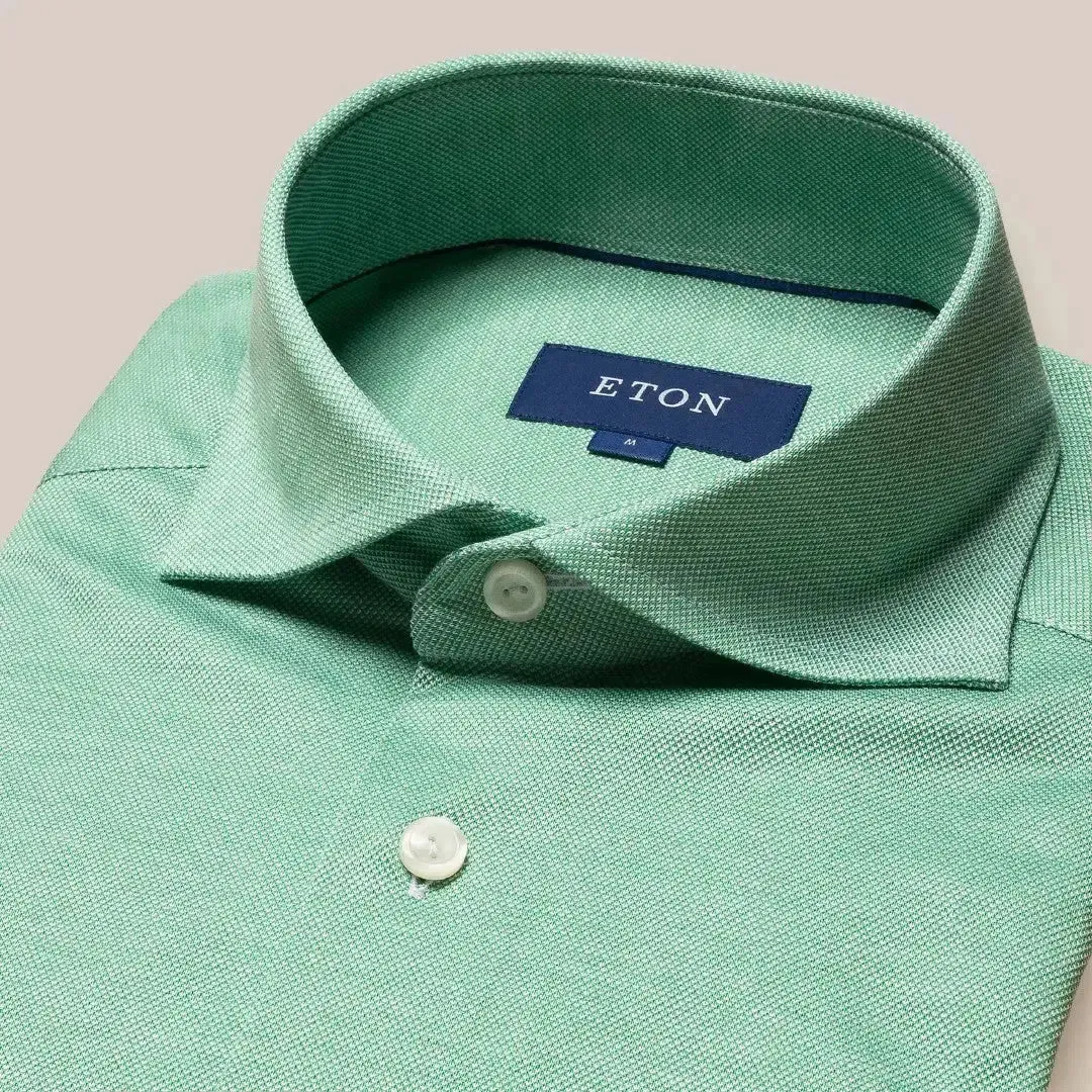 Eton Regular Fit Knitted  Shirt Light Green