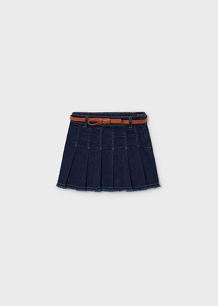 girls denim pleat skirt   belt