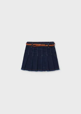 girls denim pleat skirt   belt