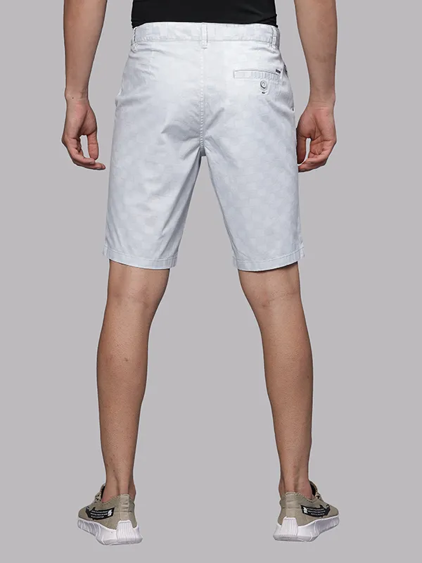 Illusion Grey Grid Print Chino Shorts