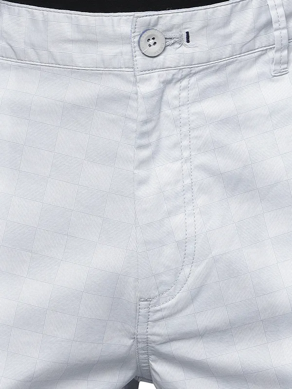 Illusion Grey Grid Print Chino Shorts