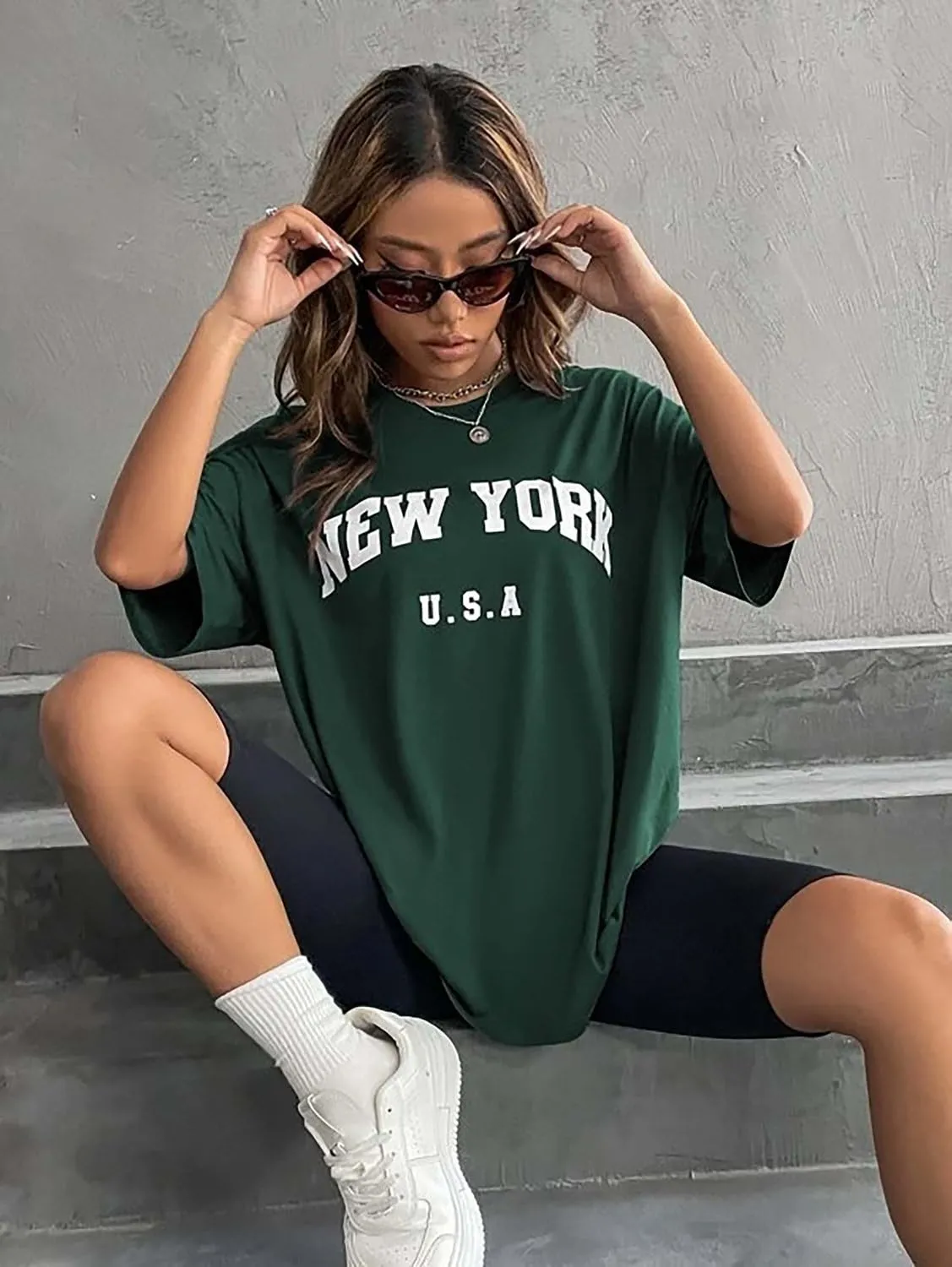 Jashiya London Hills Cotton Blend Half Sleeve Women Oversized T-Shirts Pack of 2