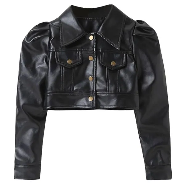 Kid Girl Leather Jacket Black