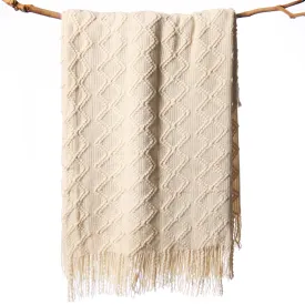 Knitted Diamond Pattern Throw Blanket