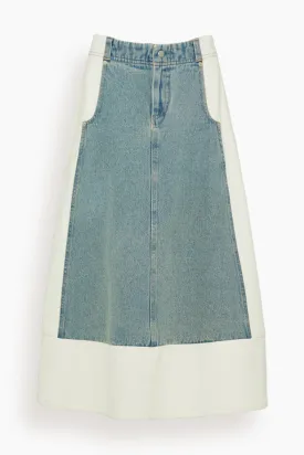 Liam Pieced Denim Skirt in Blue