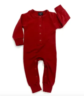 Little Bipsy - Long Sleeve Classic Snap Romper in Maroon