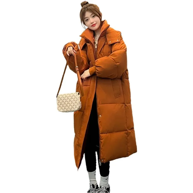 Long Sleeve Hooded Loose Plush Long Parka - Hooded Winter Zipper Coat