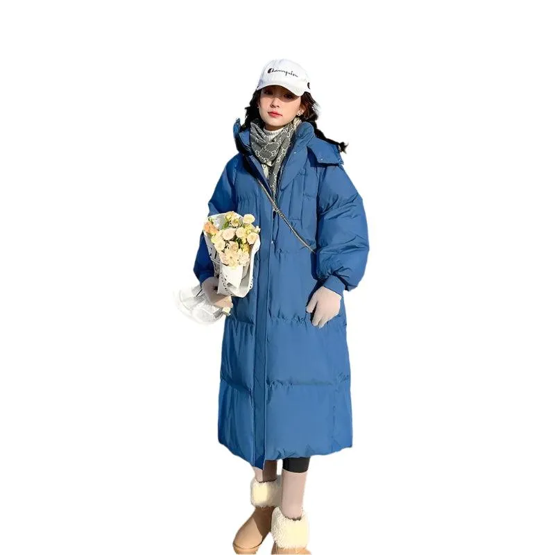 Long Sleeve Hooded Loose Plush Long Parka - Hooded Winter Zipper Coat