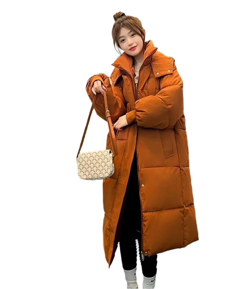 Long Sleeve Hooded Loose Plush Long Parka - Hooded Winter Zipper Coat