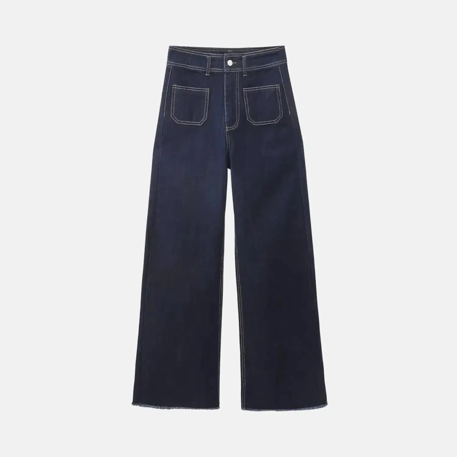 Lureva – Applied front pockets – Denim trousers