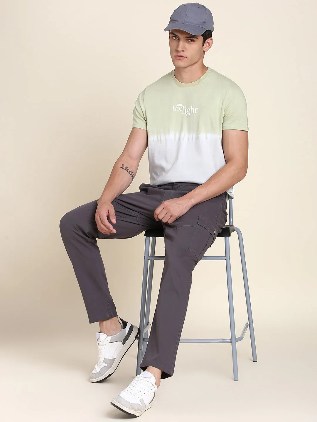 Men's 6 Pocket Dark Grey Solid Cargo