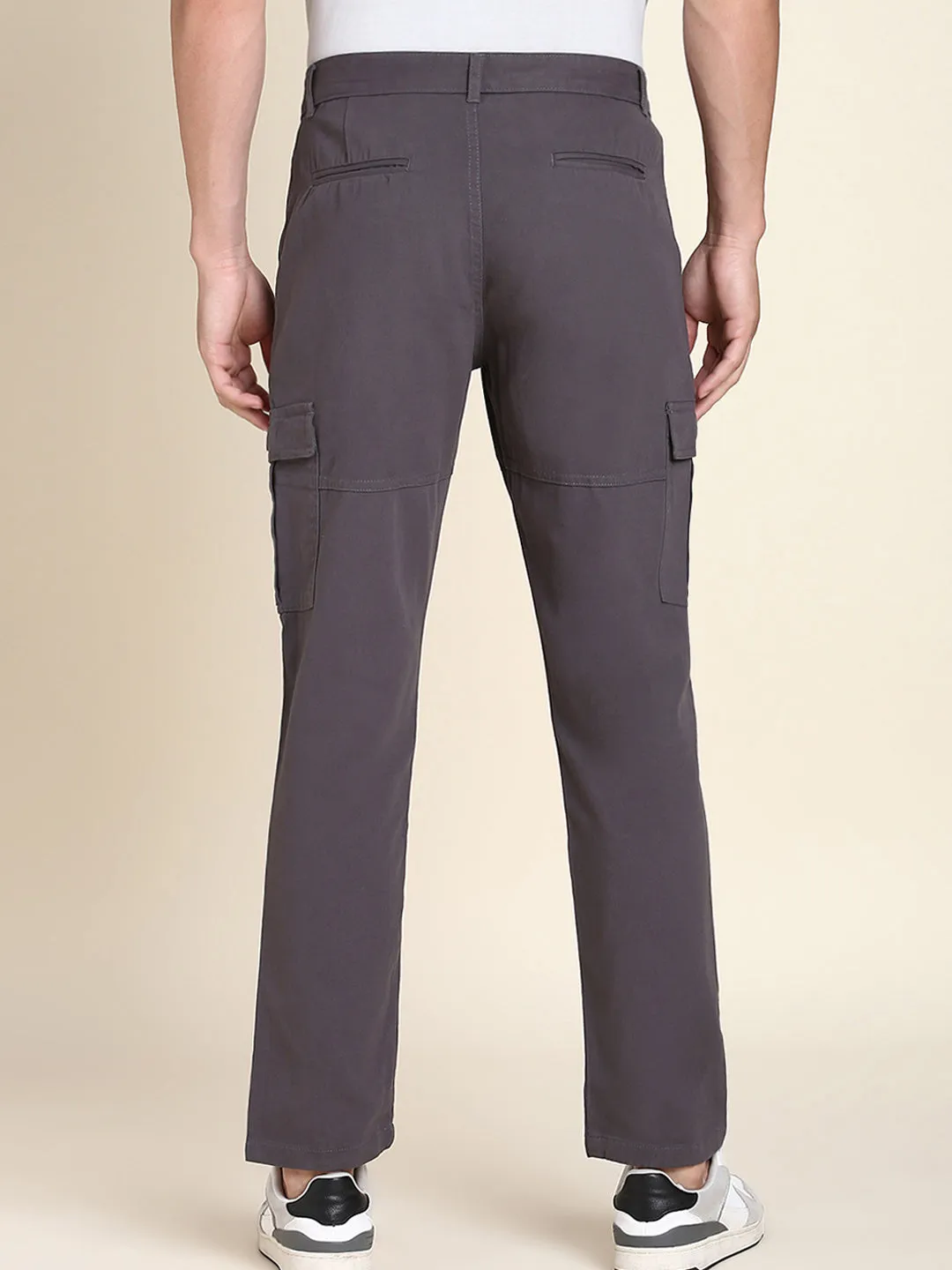 Men's 6 Pocket Dark Grey Solid Cargo