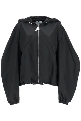 oversized black hooded bomber jacket in polyester